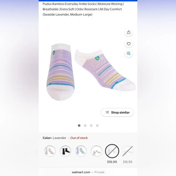 NWT Pudus Everyday Ankle Socks - size M/L - Picture 4 of 5